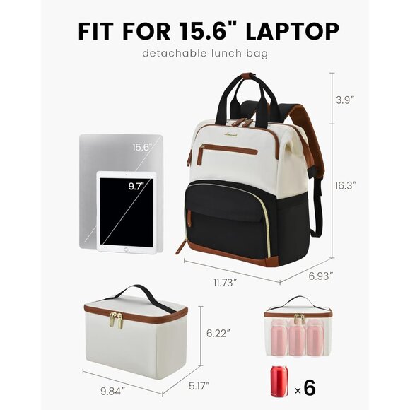 Lunch Backpack Women Insulated Cooler 15.6 Inch Laptop Travel Work Bag - Picture 4 of 7